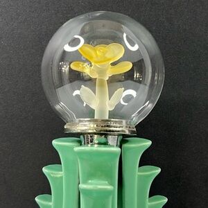 Handblown Crystal Glass Yellow Flower‎ & Rosewood Wine Bottle Stopper